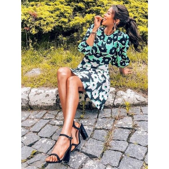 ModCloth Closet London 10 Floral Puff Sleeve Midi Dress NWT - Picture 2 of 9